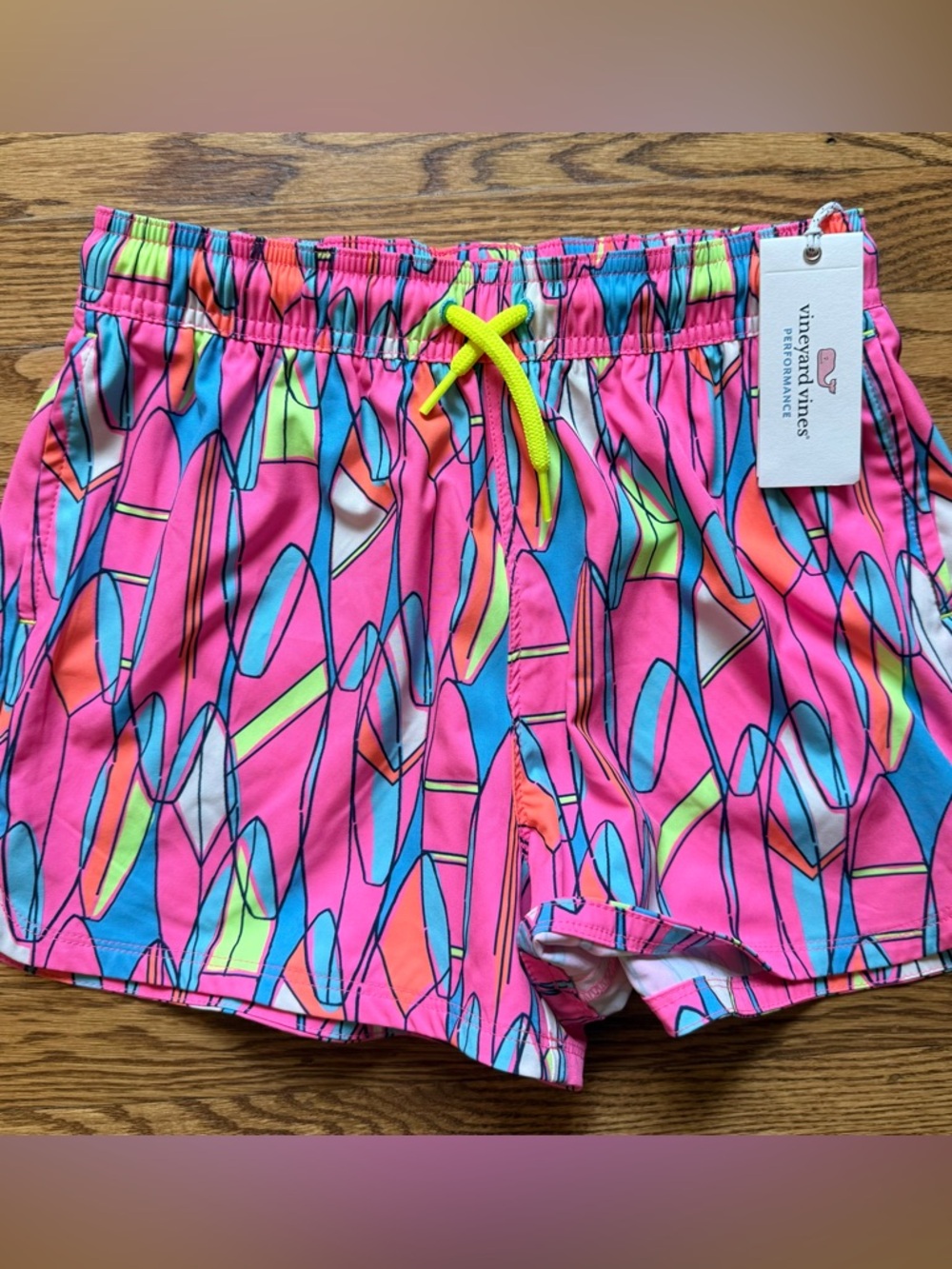 Vineyard Vines Neon Pink & Multicolor Geometric Swim Shorts